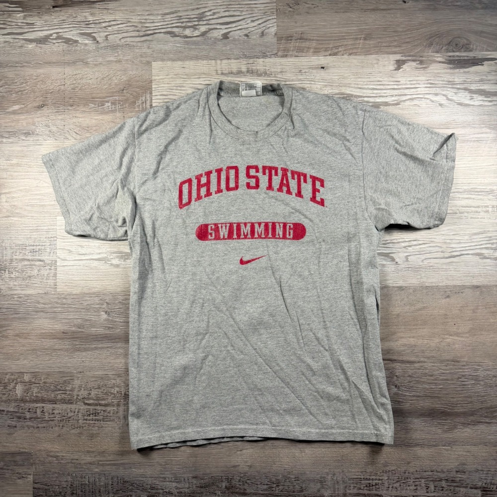 Vintage Nike Ohio State Swimming T-Shirt Mens Medium Gray Made in USA Buckeyes